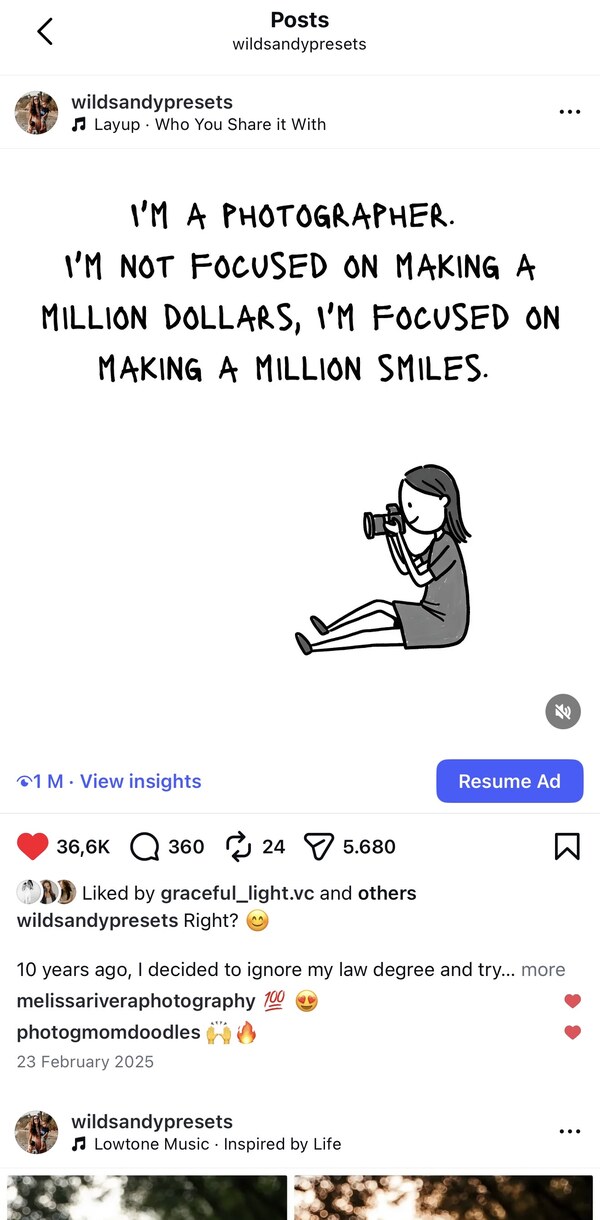 Wildsandypresets — 1 Million views post